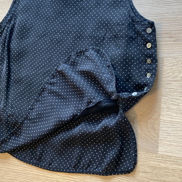 Laura Ashley Silk Polka Dot Tank Top Button Detail Black White Blouse Size 8 - Picture 4 of 7